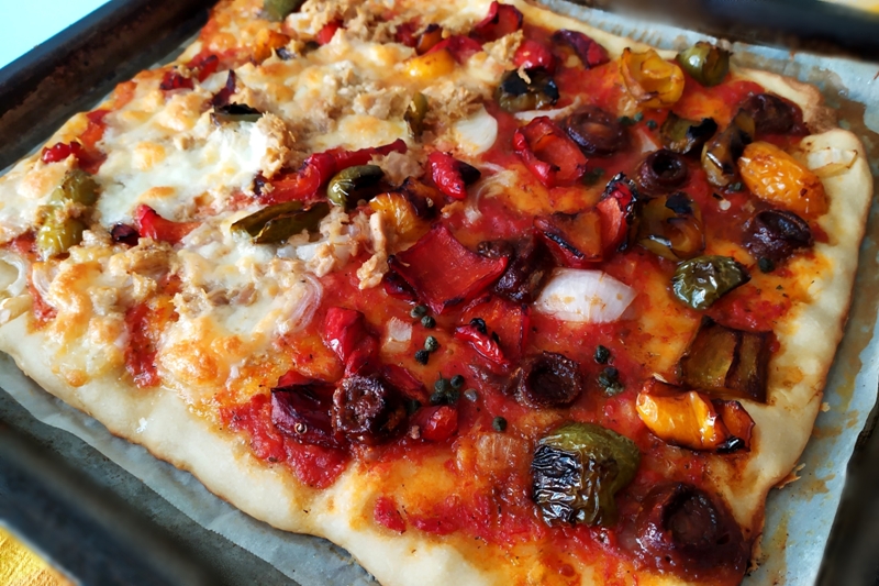 Pizza Bonci in teglia, la pizza senza impasto, a lunga lievitazione