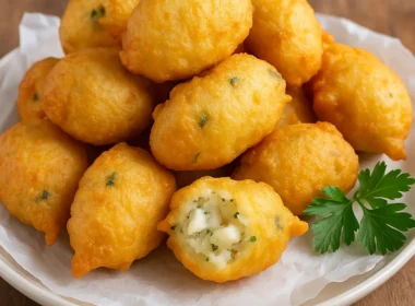zeppoline di baccalà, ricetta zeppole di baccalà, antipasto vigilia di Natale, ricette natalizie, frittelle di baccalà, cucina tradizionale napoletana, antipasti di pesce, ricette facili Natale copia