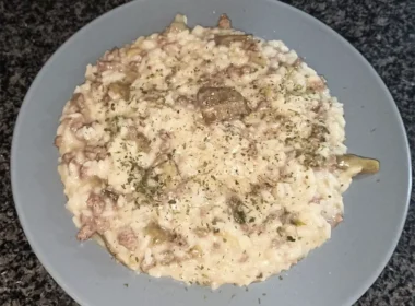 risotto con carciofi e carne macinata