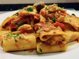 paccheri funghi e baccalà