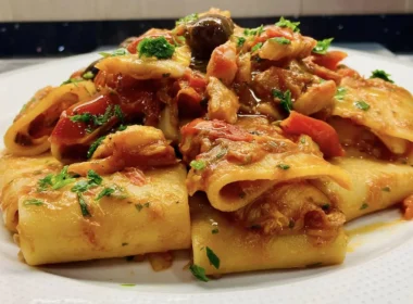 paccheri funghi e baccalà