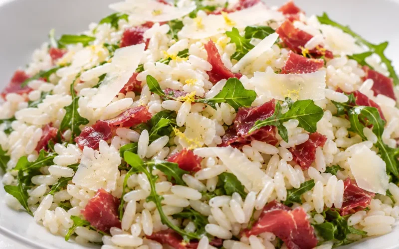 insalata di riso rucola bresaula e succo di limone