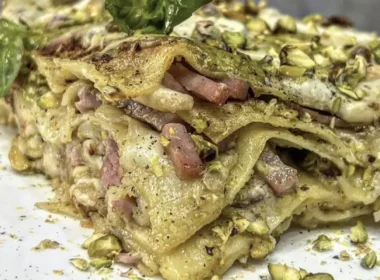 lasagna pistacchio e mortadella