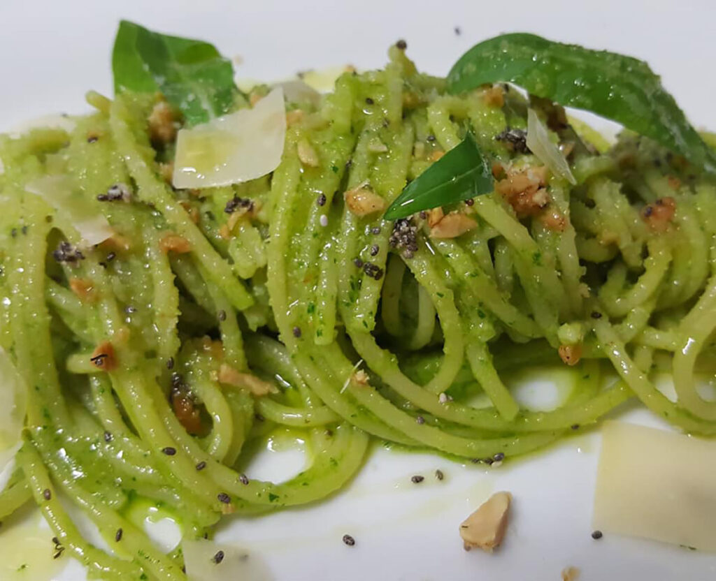 spaghetti al cremoso di rucola