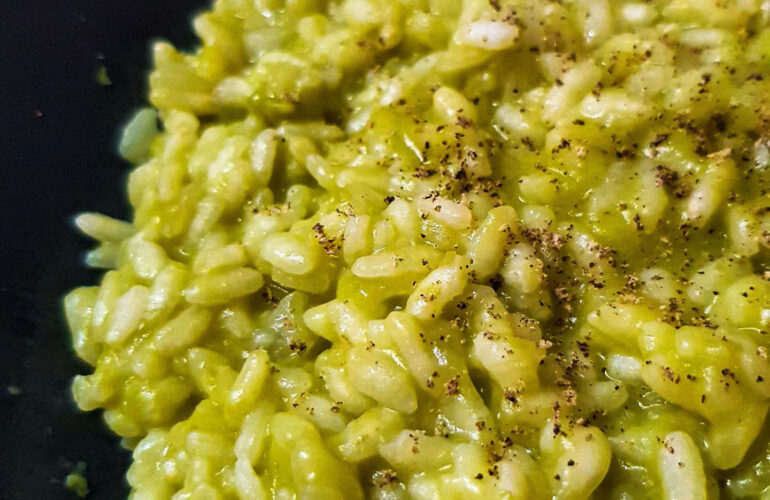 risotto con crema di piselli