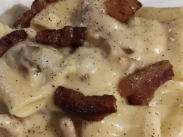 pasta alla crema di patate e pancetta