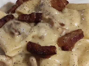 pasta alla crema di patate e pancetta