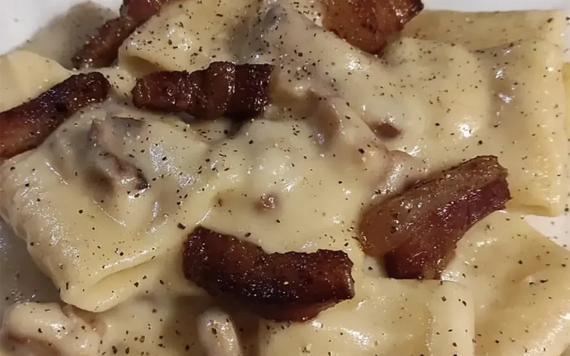 pasta alla crema di patate e pancetta