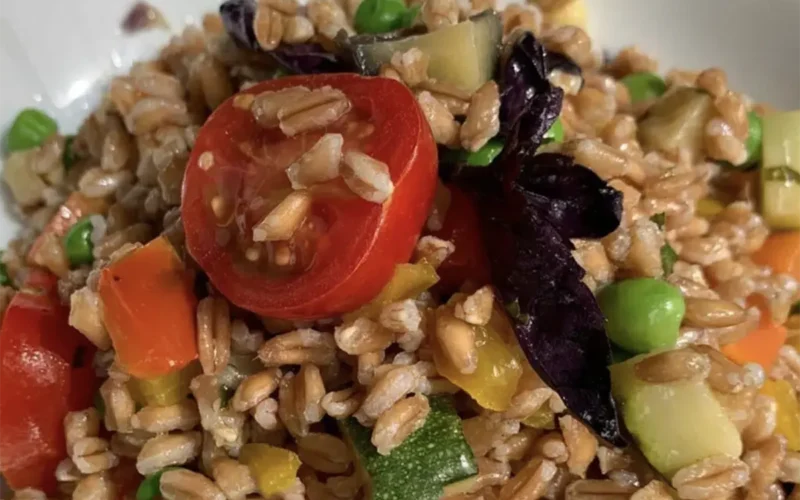 insalata di farro con caponata di verdure