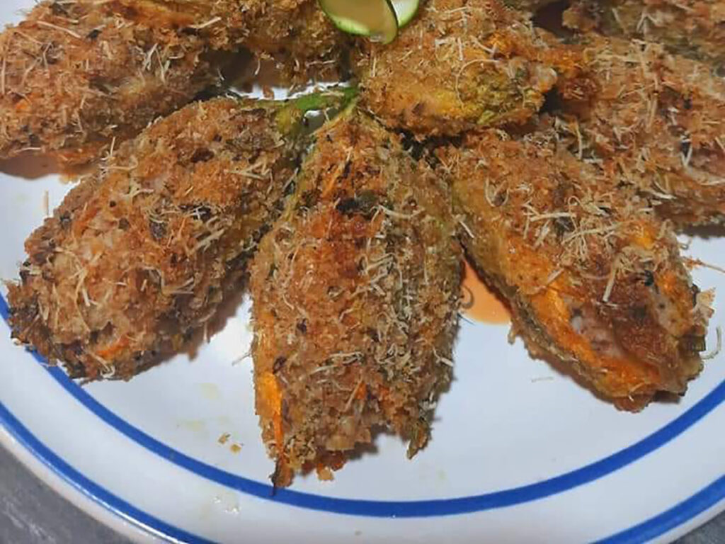 Fiori di zucca ripieni al forno