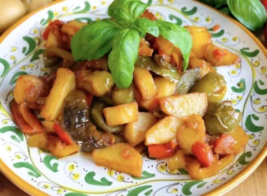 peperonata in agrodolce con patate