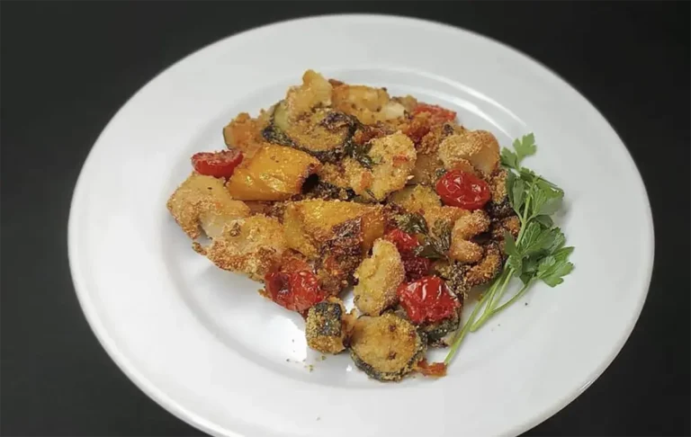 Bocconcini di pollo e verdure sabbiose