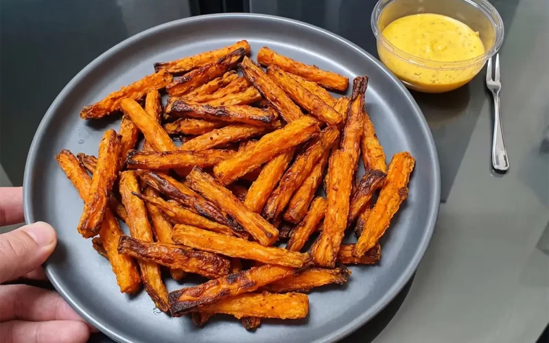 Un piatto di carote super croccanti cotte in pochi minuti e fresche ideali per aperitivi