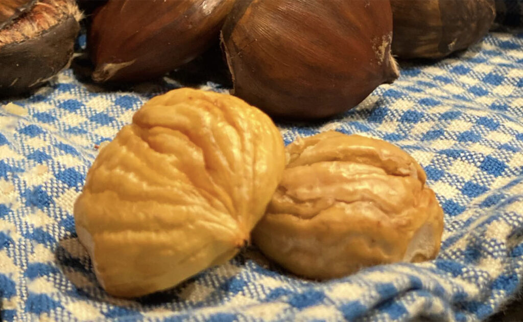 castagne con carta forno