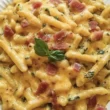 caserecce zucchine speck e crema di pomodorini