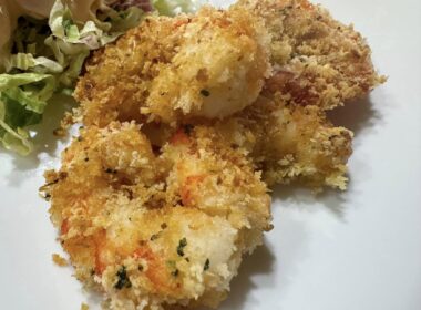 code di gamberoni gratinati in friggitrice ad aria con mollica olio sale prezzemolo aglio