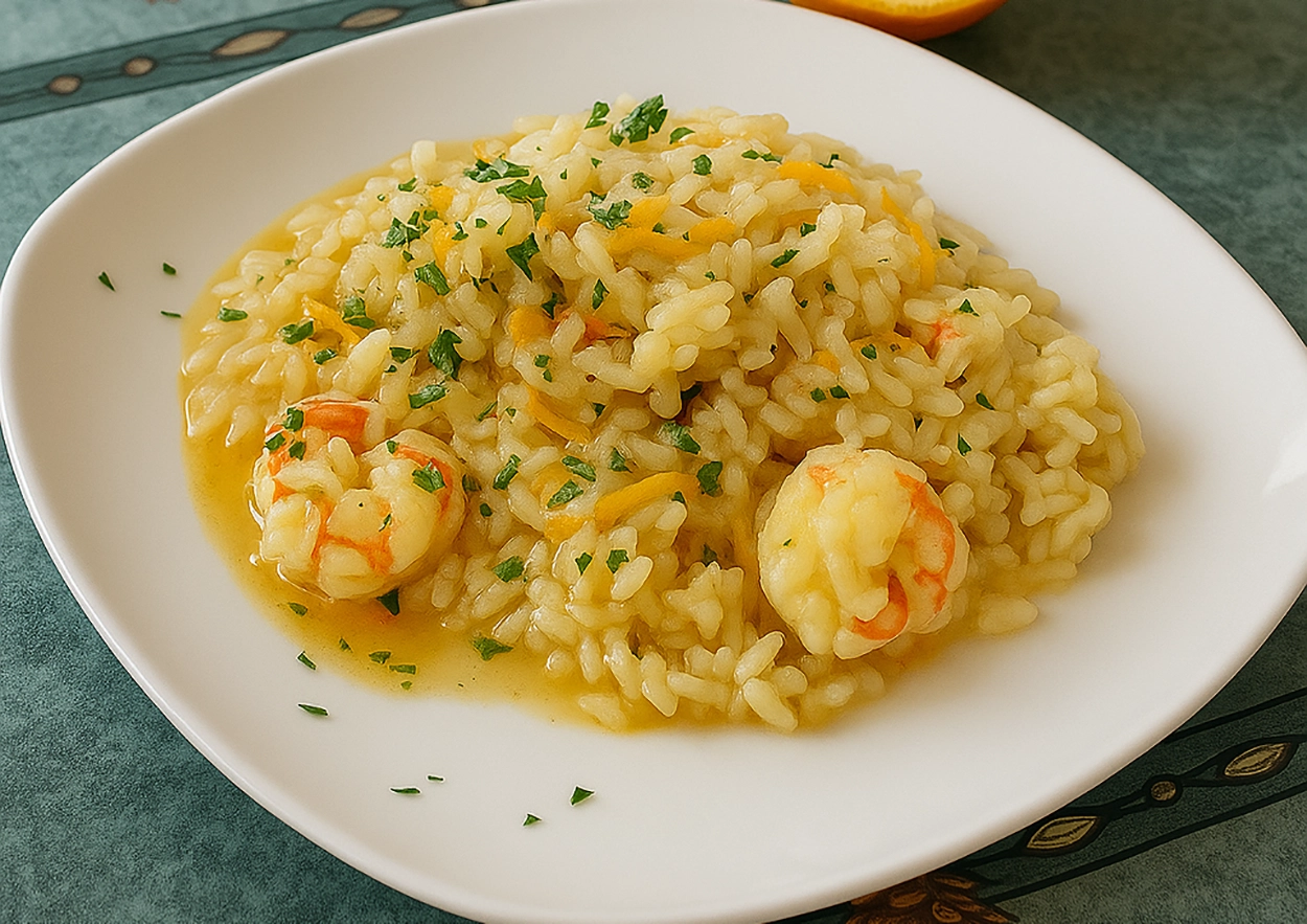 Risotto agrumi e gamberi con l’estate alle porte questo è il primo che ci vuole