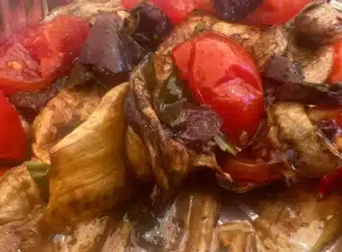 melanzane grigliate pomodorini e olive