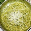 Pasta Fresca Acqua e Farina con Pesto di Bieta, Arachidi, Crema di Canestrato di Moliterno ed infine scagliette di Caciocavallo Podolico Lucano.
