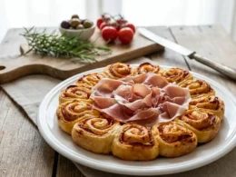 centrotavola al prosciutto