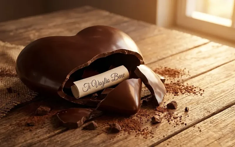 cuore di cioccolato col biglietto