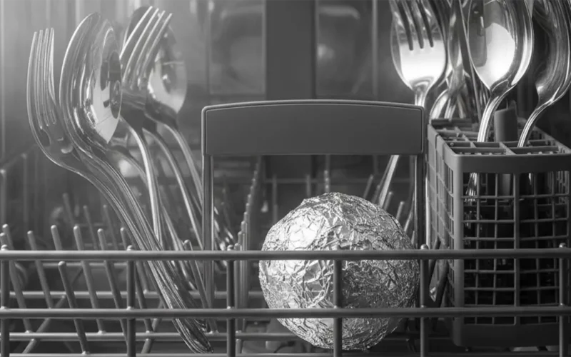 pallina di stagnola in lavastoviglie