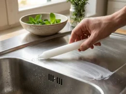 candela strofinata sul lavandino