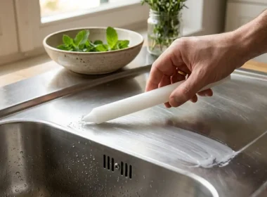 candela strofinata sul lavandino