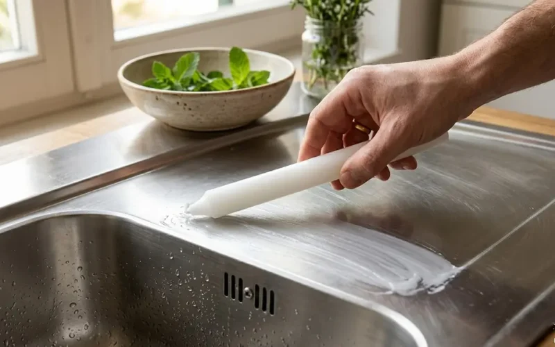 candela strofinata sul lavandino