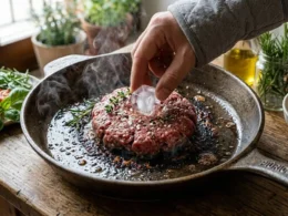 cubetto di ghiaccio sull'hamburger