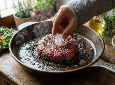 cubetto di ghiaccio sull'hamburger