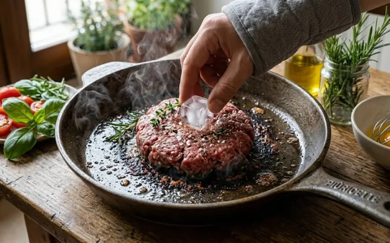 cubetto di ghiaccio sull'hamburger