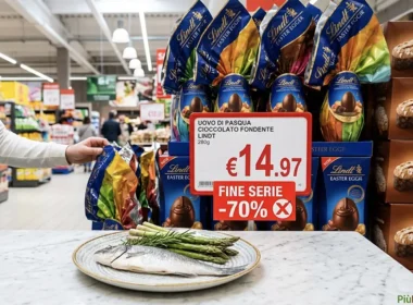 cartello con sconti al supermercato