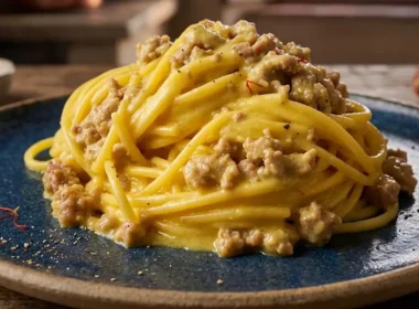 spaghetti zafferano e ricotta