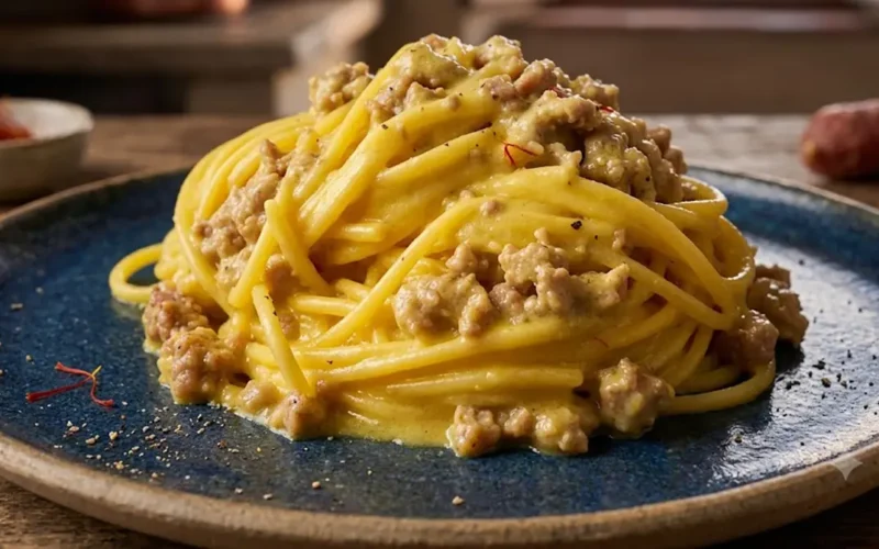 spaghetti zafferano e ricotta